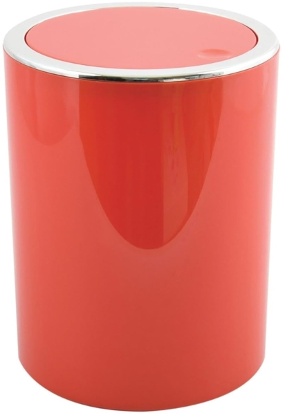 MSV Bad Serie "ASPEN" Design Kosmetikeimer Bad Treteimer Schwingdeckeleimer Abfallbehälter mit Schwingdeckel 6 Liter (ØxH): ca. 18,5x26 cm rot Bild 1