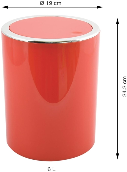 MSV Bad Serie "ASPEN" Design Kosmetikeimer Bad Treteimer Schwingdeckeleimer Abfallbehälter mit Schwingdeckel 6 Liter (ØxH): ca. 18,5x26 cm rot Bild 8