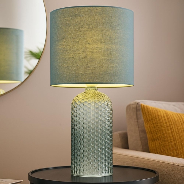 GLOBO LIGHTING Schreibtischlampe, Leuchtmittel inklusive, Warmweiß, Tischleuchte Tischlampe Nachttischleuchte blassgrün Glas LED