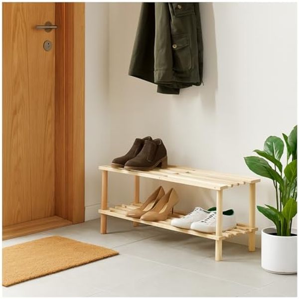 HTI-Living Schuhregal Schuhregal 2 Ebenen Anea Holz Natur, Stück 1-tlg, Schuhablage Bambus Bild 2
