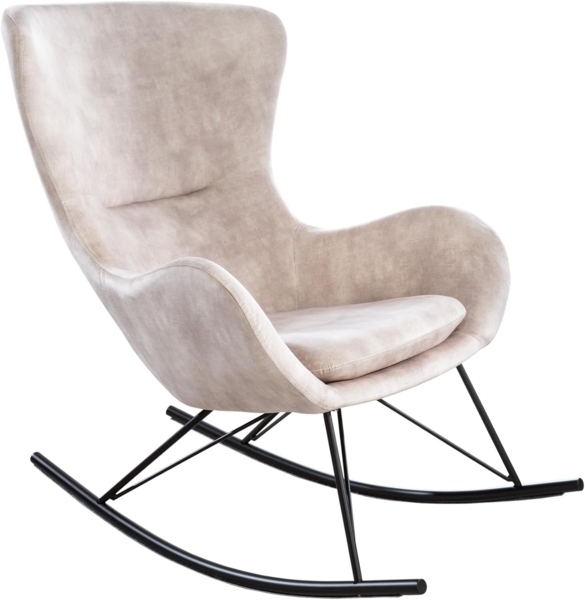 riess-ambiente Schaukelstuhl SCANDINAVIA SWING champagner / schwarz (Einzelartikel, 1 St), Wohnzimmer · Samt · Metall · mit Armlehne · wippbar · Modern Design