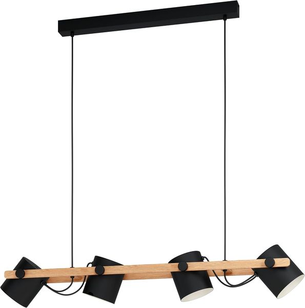 Eglo 43424 Hängeleuchte HORNWOOD schwarz, creme, braun E27 4X28W L:110cm B:18cm H:110cm dimmbar