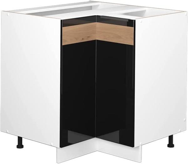 Vicco Eckunterschrank Küchenschrank Küchenmöbel Fame-Line Weiß Schwarz Eiche 81 cm modern Hochglanz