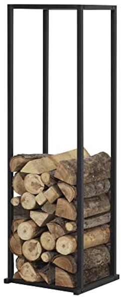 Kaminholzregal Tibro Stahl 35x35x120 cm Schwarz [en. casa]