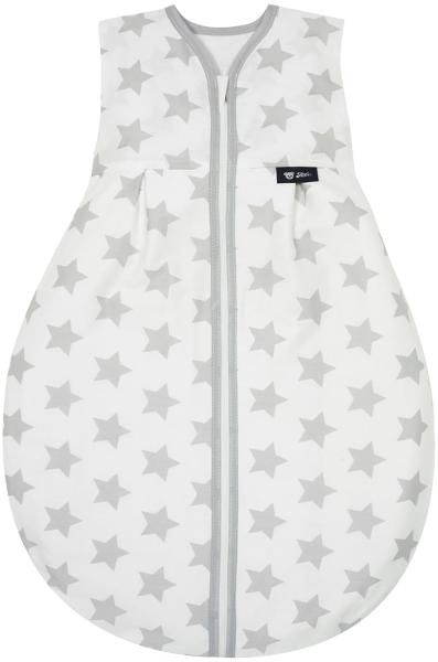 Alvi Kugelschlafsack Molton | Alvi Sommerschlafsack | Babyschlafsack ärmellos 100% Baumwolle | Unwattierter Alvi Außensack | Leichter Baumwoll-Schlafsack, Größe:90, Design:Stars silber