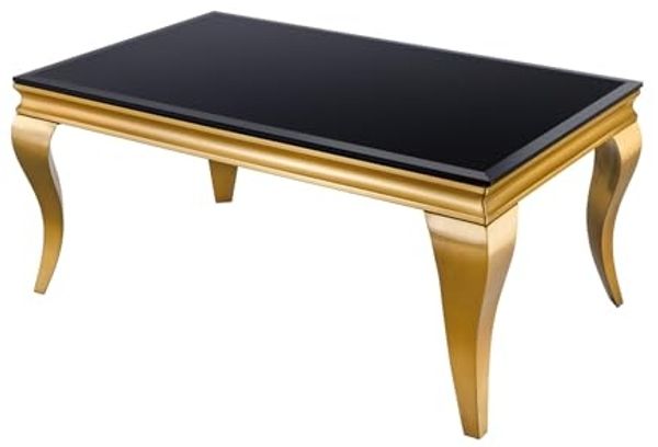 riess-ambiente Couchtisch MODERN BAROCK 100cm schwarz / gold (Einzelartikel, 1-St), Wohnzimmer · Glasplatte · Edelstahl · eckig
