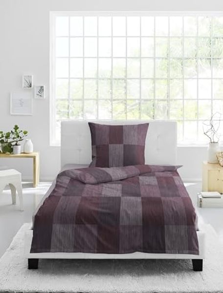 BIERBAUM Bettwäsche Bettwäsche 4142, Biber, 2 teilig, Mako-Satin, 100 % Baumwolle, pflegeleicht, seidig glänzend
