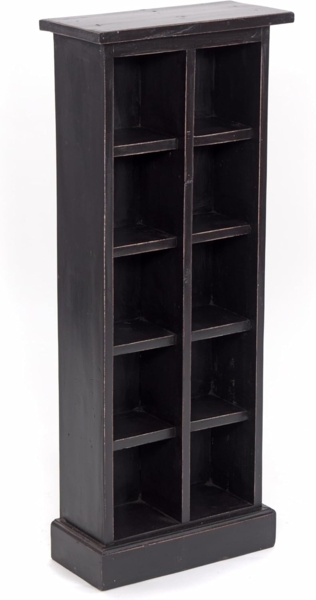 CD & Bücherregal NATURE Recyclingholz massiv, mit 10 Fächern 09 voodoo - schwarz