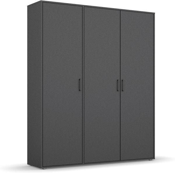 rauch Kleiderschrank; Drehtürenschrank VOYAGER, 3-türig, Graumetallic, 140x194x53xcm