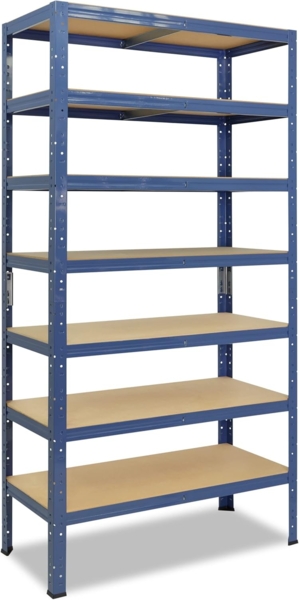 shelfplaza HOME 180x90x30 cm Schwerlastregal in blau mit 7 Böden und 125 kg Traglast pro Boden