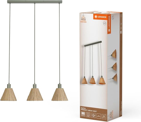LEDVANCE Decor Raffia Pendelleuchte Linear 3XE27 Grün