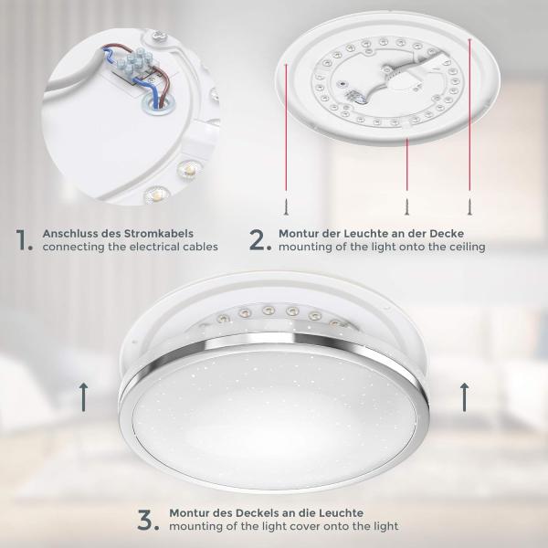 LED-Leuchtmittel B.K.Licht LED Deckenleuchte Chrom rund Ø38cm 24W 2200lm Neutralweiß Bild 5