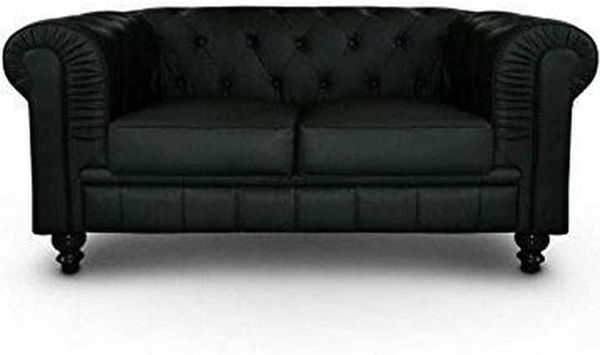 Menzzo Grand Canapé Chesterfield 2-Sitzer Sofa Schwarz
