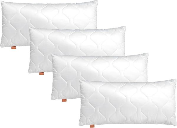 sleepling Kopfkissen 40x80 cm 4er Set, Allergiker Kissen, waschbar, Made in EU, Ökotex, langes Schlafkissen 40x80, Bettkissen, Pillow, 4 Stück, Komfort 100