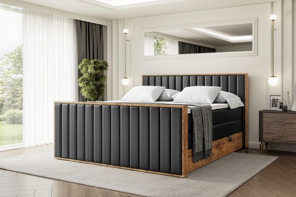 ALTDECOR Boxspringbett LOLLI4-Z KING (Multipocket-Matratze H4, H3 Matratze Bonellfederung, Topper, Kopfteil), Doppelbett mit Fußteil