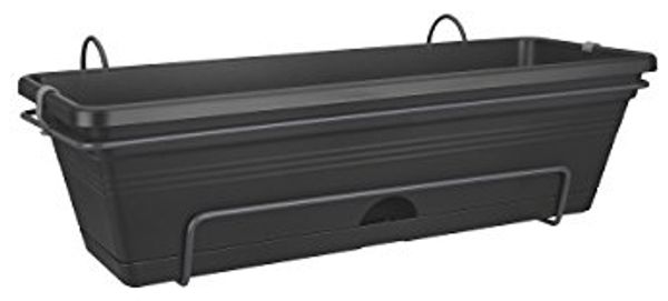 Elho Green Basics Balkonkasten Allin1 50 - Übertopf - Lebhaft Schwarz - Draußen & Balkon - L 25. 7 x W 47. 3 x H 16. 7 cm