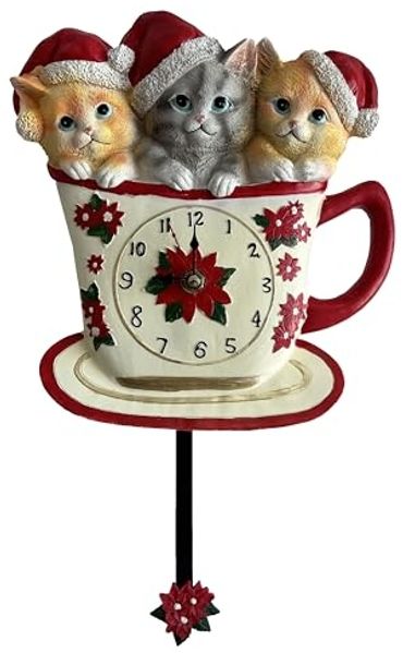 abc HOME Wanduhr Katzenbabys, Weihnachten, Dekopendel, 34 cm