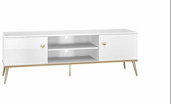 Lowboard Goldin TV-Board 160x40x54cm weiß goldfarben / Front Hochglanz