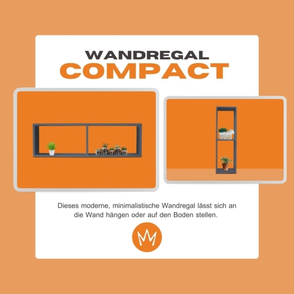 Wandregal COMPACT Schweberegal aus Holz mit 2 Fächern Anthrazit Bild 4