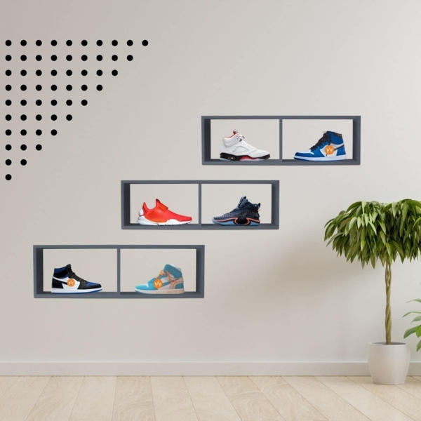 Wandregal COMPACT Schweberegal aus Holz mit 2 Fächern Anthrazit Bild 2