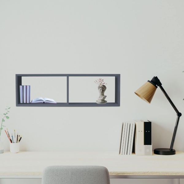 Wandregal COMPACT Schweberegal aus Holz mit 2 Fächern Anthrazit Bild 6