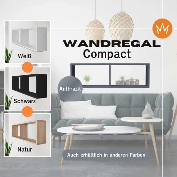 Wandregal COMPACT Schweberegal aus Holz mit 2 Fächern Anthrazit Bild 7