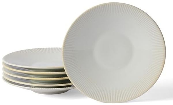 JIWOO Teller 6er Ø21,7cm, Pastateller Frühstücksteller Salatteller Dessertteller, (6 St), Keramik Hochwertiges Tellerset WeiB Mikrowellen spülmaschinenfest