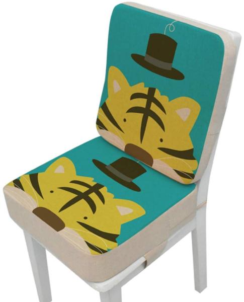 Kinder Sitzkissen Sitzerhöhung Stuhl, Fansu Baby Tragbar Sitzkissen Cartoon Design Quadratische Verstellbar Zerlegbar Kleinkinder Esszimmerstuhl ErhöHen Pad Esszimmer Boostersitze (Tiger,40*40*5cm) Bild 2