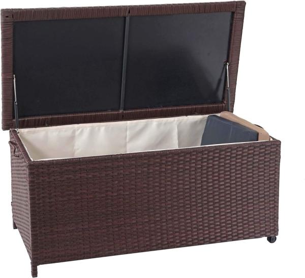 Poly-Rattan Kissenbox HWC-D88, Gartentruhe Auflagenbox Truhe ~ Premium braun, 51x100x50cm 170l