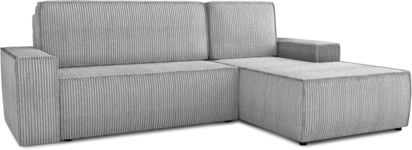 Ecksofa Totti L mit Schlaffunktion und Bettkasten - Cord Stoff - L-Form Couch, Polstersofa, Schlafsofa, Sofagarnitur (Grau (Poso 110) Seite: Rechts)