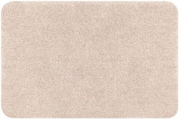 Spirella Badteppich Badvorleger Duschvorleger "Brizzolo Supersoft" Hochflor waschbar, rutschfest Badematte 55x65 cm – Beige