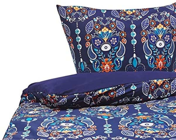 Bettwäsche-Set Orientalisches Muster MADRONA 155x220 cm Baumwoll-Satin Dunkelblau