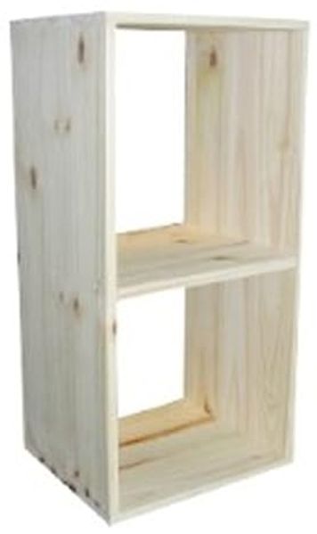 ARANAZ S.L. MANUFACTURAS DE LA MADERA Aufbewahrungseimer ohne Lack, 2 Fächer, massives Kiefernholz