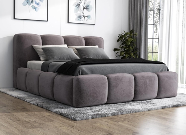 Polsterbett DONA 160x200 mit Matratze, Bettkasten und Lattenrost. Farbe: Grau 16