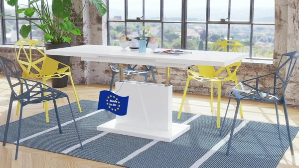 Mazzoni Couchtisch Grand Noir Weiß matt stufenlos höhenverstellbar ausziehbar 120 bis 180, Funktionstisch, Wohnzimmertisch, Tisch, Esstisch, Sofatisch