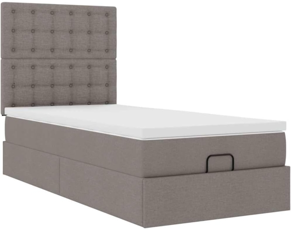 Ottoman-Bett mit Matratze Taupe 90x200 cm Stoff 3313296