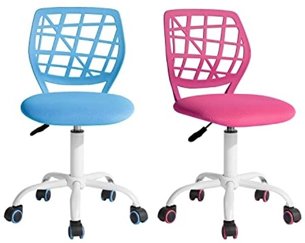 FurnitureR Farbenfrohes Heim-Bürostuhl, ergonomisch, verstellbar, höhenverstellbar, für Zuhause, Büro und Studie, Blau, Metall, Pink Blue, 38.5CM x40CM x75-87CM