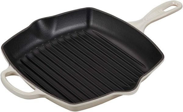 Le Creuset Signature Gusseisen-Grillpfanne Quadratisch 26 cm Meringue