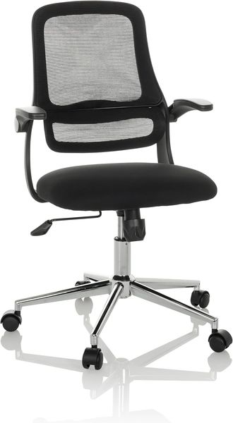 hjh OFFICE Bürostuhl mit klappbaren Armlehnen Miko B ECO Drehstuhl höhenverstellbar, atmungsaktive Rückenlehne, Lendenwirbelstütze, Schwarz