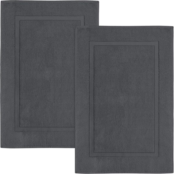 Utopia Towels Waschbare Badematte aus Baumwolle, 53,3x86,4 cm, Dunkelgrau, 2 Stück