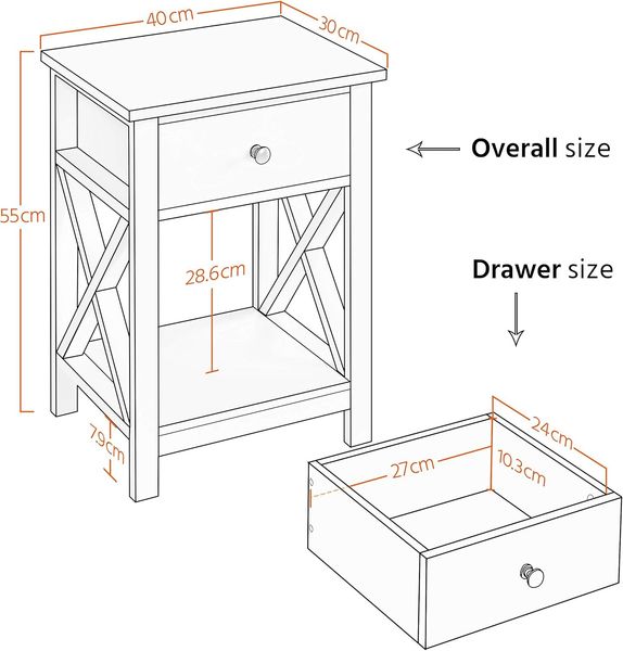 Yaheetech Nachttisch, Beistelltisch mit Schublade und Ablage, Wohnzimmer, Schlafzimmer, einfacher Aufbau, platzsparend, Nordisch-Design, Weiß Bild 3