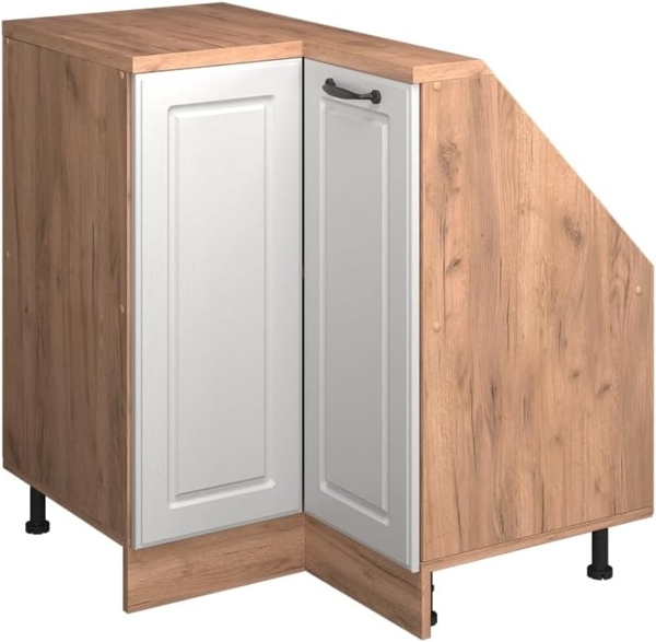 Dachschrägenschrank Eckschrank Rion Weiß Landhaus/Goldkraft Eiche 75.6 x 81.6 cm mit 1 Tür Vicco