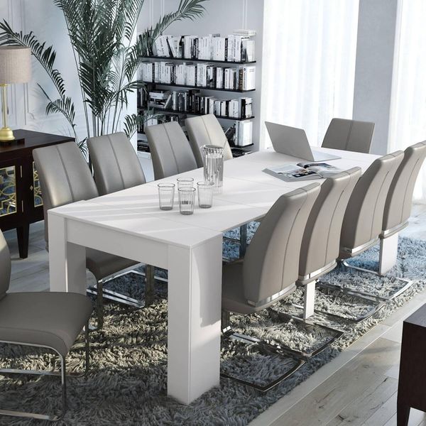 Dmora - Ausziehbare Konsole Maclodio, verwandelbar in Esstisch, platzsparend und ausziehbar bis 237 cm, 90-237 x 76,6 x 90 cm, Weißholz-Optik