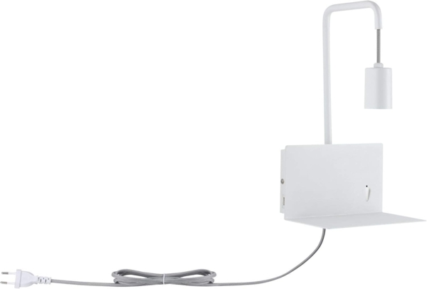 Paulmann No. 79812 Wandleuchte mit Ablage Calvani E27 max. 40W Weiß Metall USB Port Bild 8