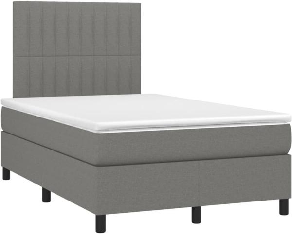 vidaXL Boxspringbett mit Matratze Dunkelgrau 120x200 cm Stoff, Härtegrad: H2 [3141922]