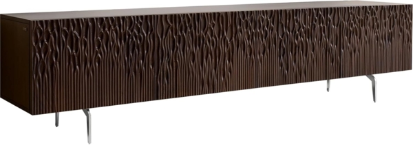 Lowboard Follia 200 cm Mango Braun 4 Türen Winkelfuß Edelstahl gebürstet