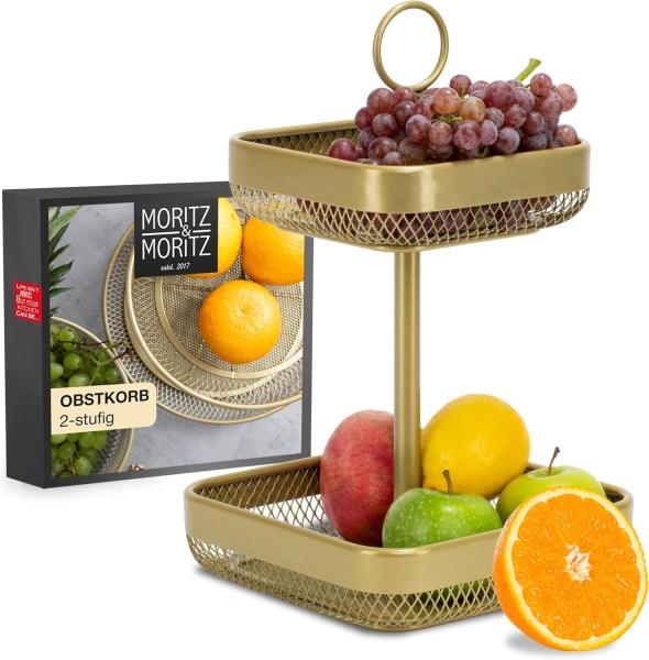 Moritz & Moritz Etagere Obst Etagere, Metall, (2-stöckig, 2-tlg), Obstkorb Etagere Gold