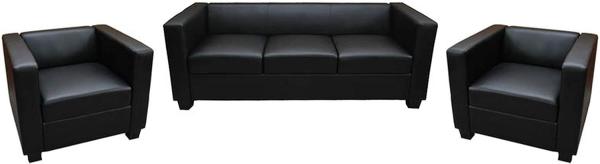 3-1-1 Sofagarnitur Couchgarnitur Loungesofa Lille ~ Kunstleder, schwarz