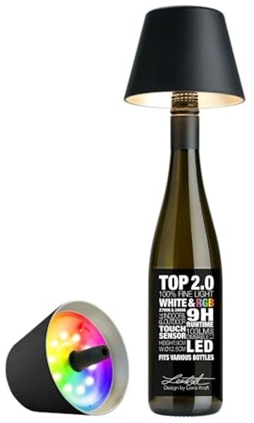 Sompex Flaschenleuchte TOP 2.0 Schwarz LED RGBW mit Akku