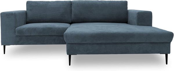 DOMO. collection Modica Ecksofa, moderne L-Form Eckcouch, Sofa Eckgarnitur, grau-blau, 244 x 173 x 83